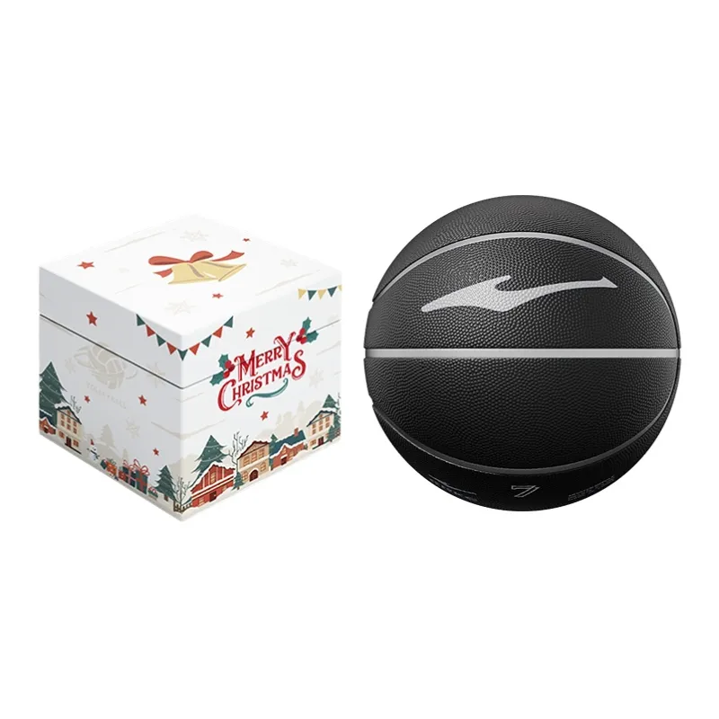 Erke Rubber Basketball Black Silver Size 7 Ball Training Unisex-9
