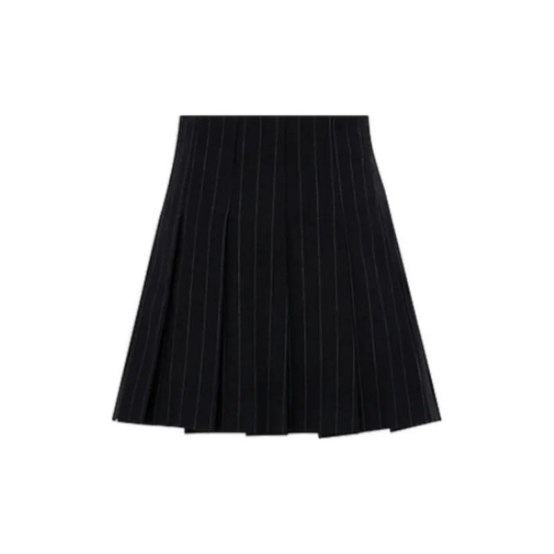 MOCO Casual Short Skirts Women's Black White Stripes-1