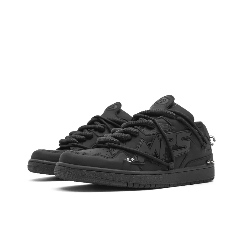 MR.PESIN Low Top Skateboard Shoes Unisex All Black-2