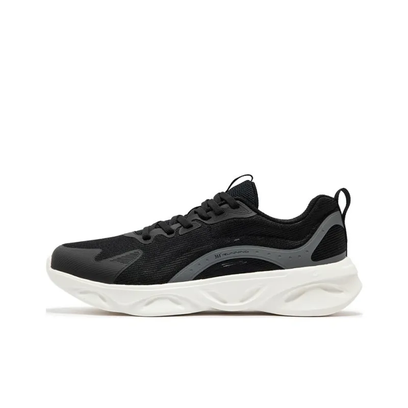 361° Abrasion Resistant Low Top Running Shoes Men's Black White-0
