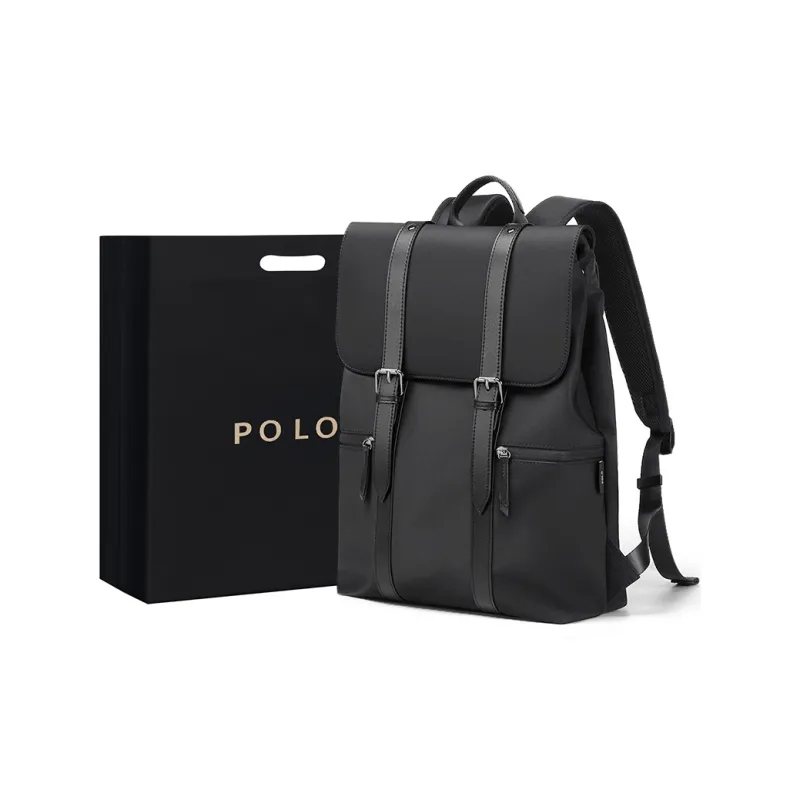 POLO Fabric With Synthetic Leather Backpack Large Size Men's Multicolor-4
