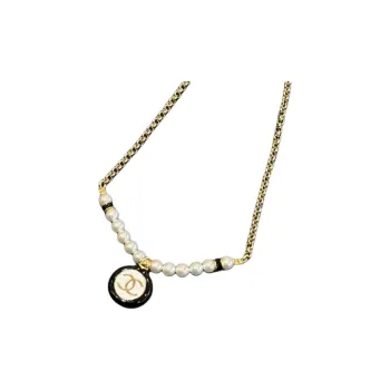 CHANEL Metal, Artificial Pearl Necklaces Women's Gold