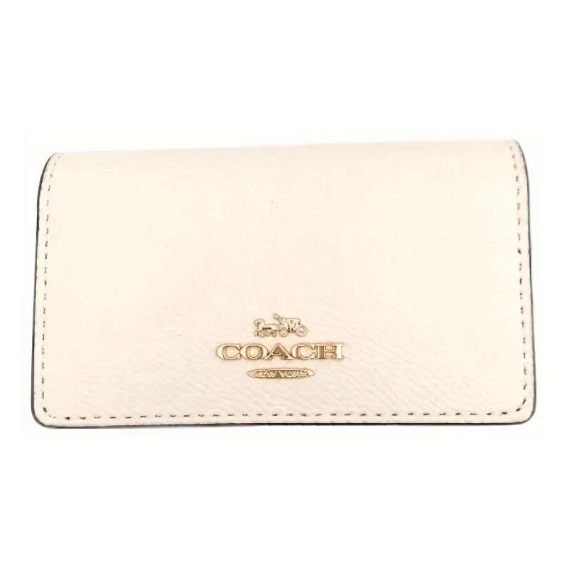 COACH Leather Coin Purse Key Pouch Women's White-1