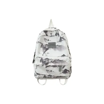 Huangmu Nylon Students Backpack Unisex Gray, Pink, Green, Red