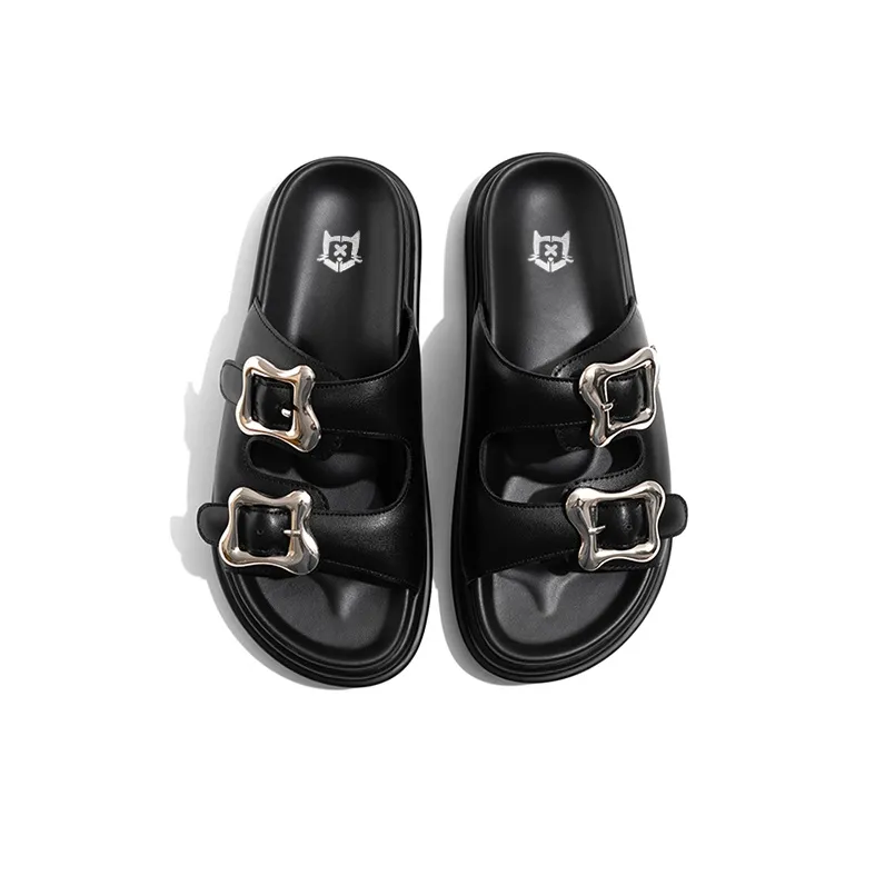 Old Meow Rubber Sole Slip Resistant Quick Dry Slide Slippers Women's Black-4