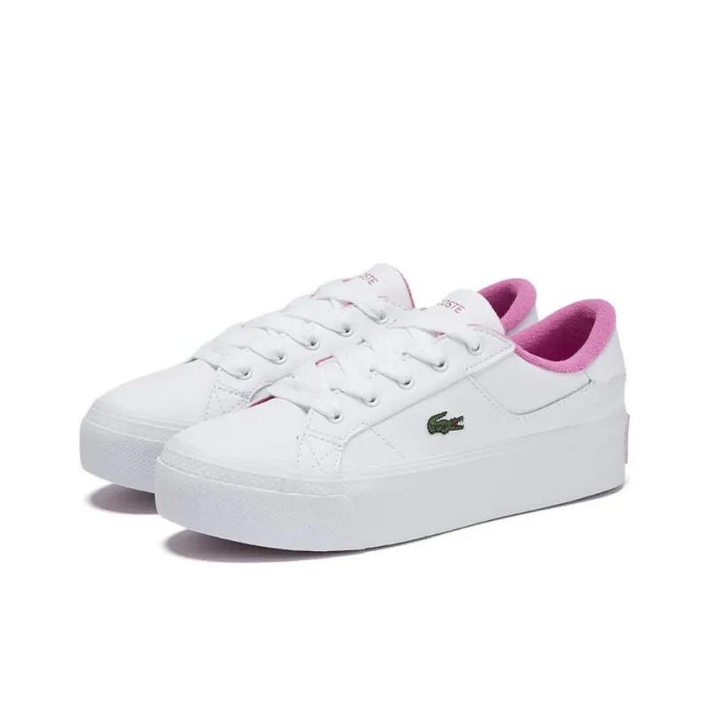 LACOSTE Slip Resistant Low Top Skateboard Shoes Women's White-2