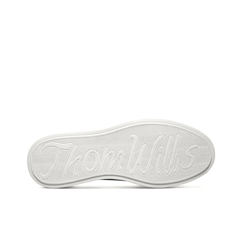 THOM WILLS Minimalist Style Versatile Slip on White Sneakers Casual Skateboard Shoes Men's-11