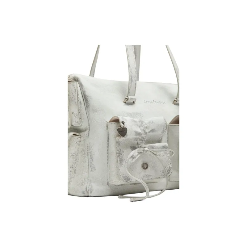 Acne Studios Brushed Leather One Shoulder Handbag Women's White & Gray-4