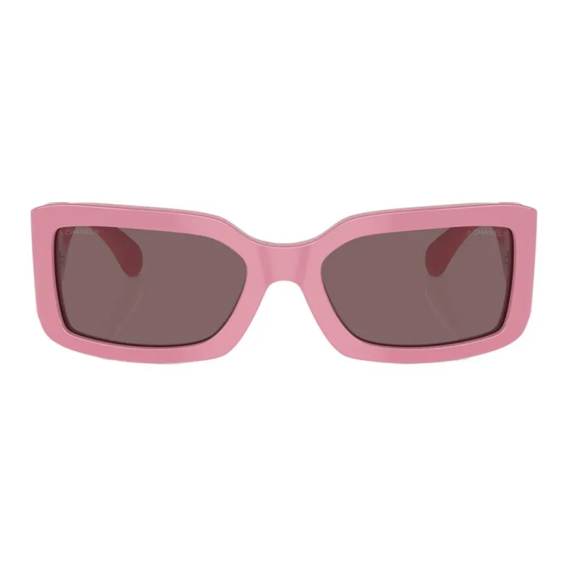 CHANEL Acetate Irregular Shape Sunglasses Women's Pink-0