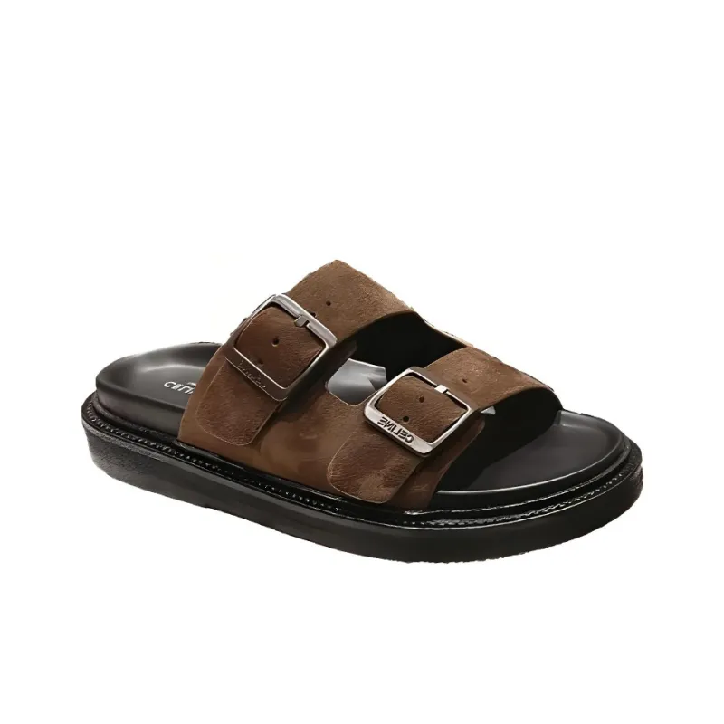 CELINE Slide Slippers Men's Brown-1