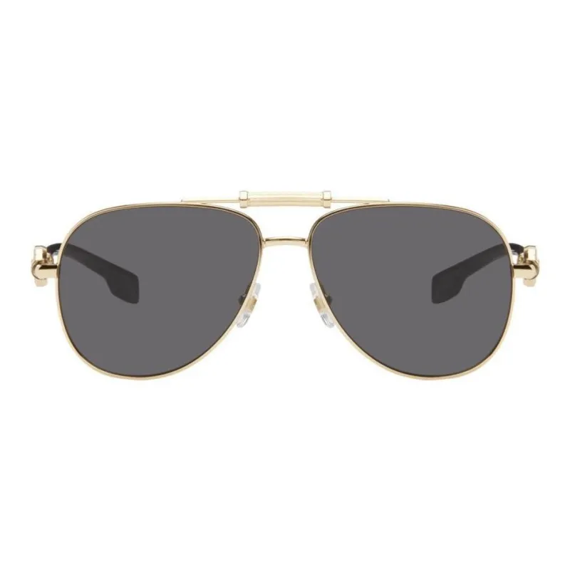 VERSACE Metal Acetate Aviator Sunglasses Men's Gold-0