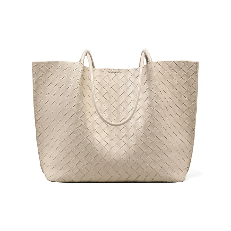 C°BANNER Cow Leather With Synthetic Leather Shoulder Bag Tote Women's Milkshake White/Classic Black-4