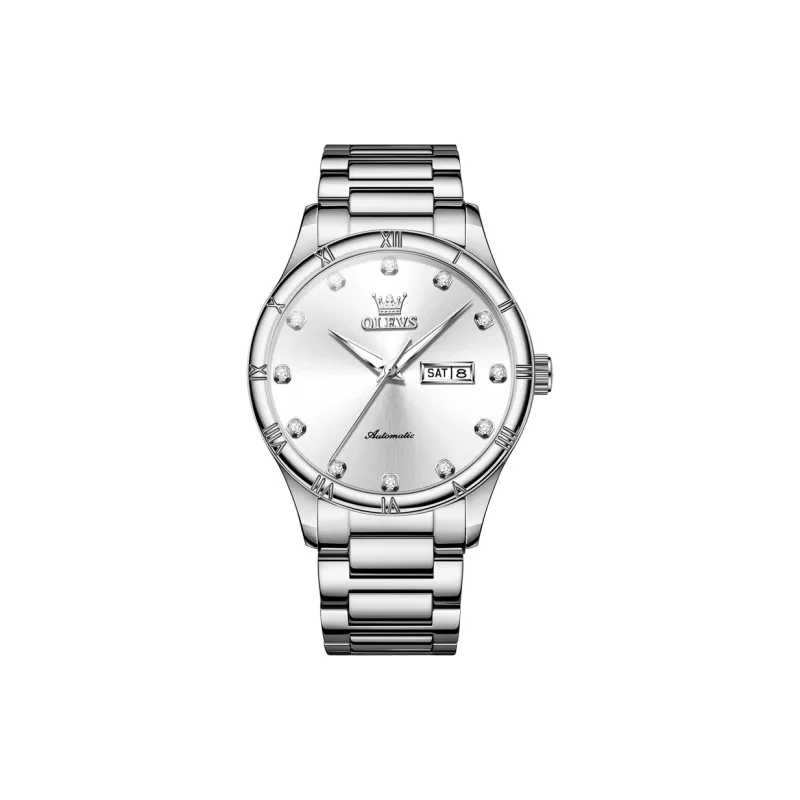 OLEVS Minimalist Series Automatic Mechanical Movement Watch Men's Watches Silver Dial-0