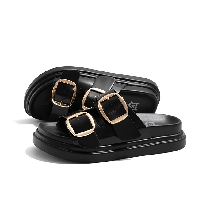 Old Meow Rubber Sole Slide Slippers Women's Black-1