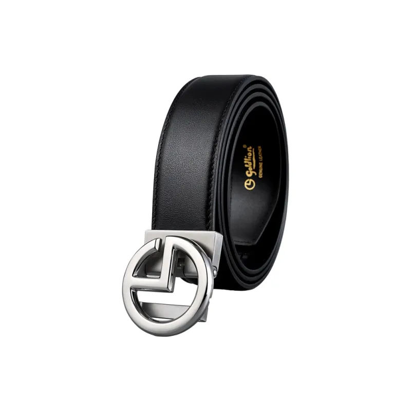 GOLDLION Top Grain Cow Leather Belts Men's Black 3.5cm-0