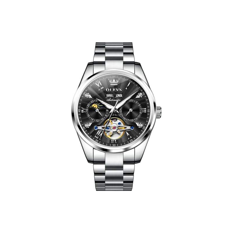 OLEVS Play The Cool Series Mechanical Movement Watch Men's Watches Black Dial-0