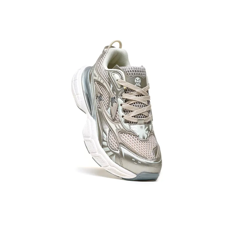 Crow Bear Genesis Series Cushioned Slip-Resistant Abrasion-Resistant Breathable Couple Chunky Sneakers Unisex Champagne-5