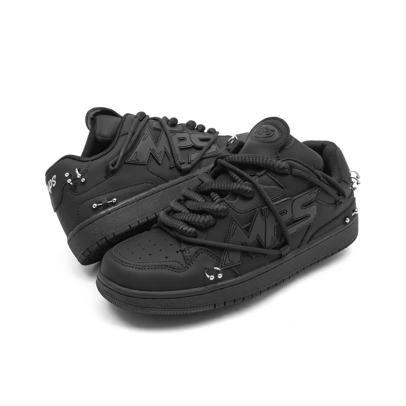 MR.PESIN Low Top Skateboard Shoes Unisex All Black-4
