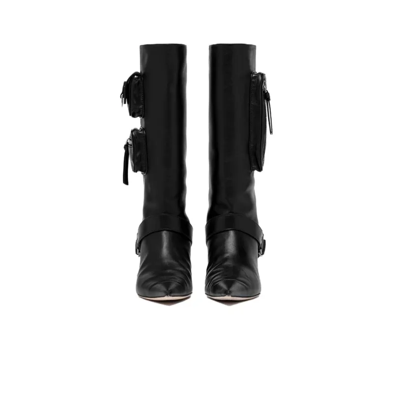 Blumarine 55mm Pocket Leather Boots-3