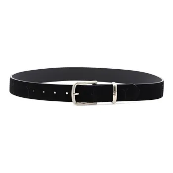 Stussy Logo Identification Leather Leather Belts Men's Black Width: 3cm