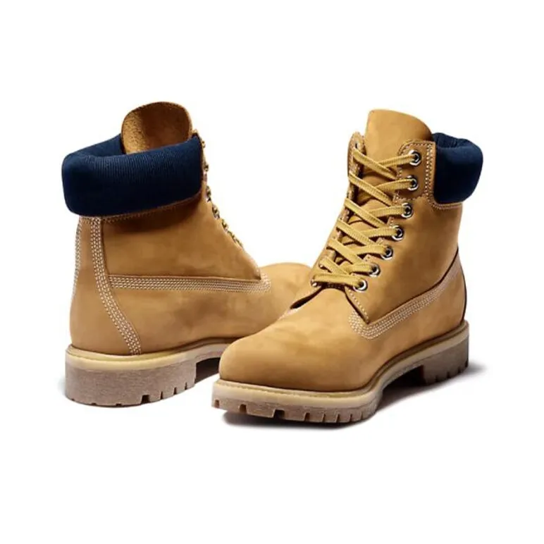 Timberland 6 Inch Premium Waterproof Boots 'Wheat Nubuck Blue Collar'-3