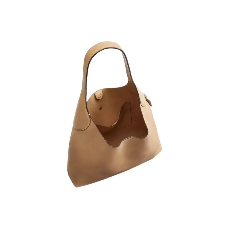 COACH Brooklyn Natural Grain Leather Hobo Bag, Handbag, Shoulder Bag Women's Brass & Tan-3