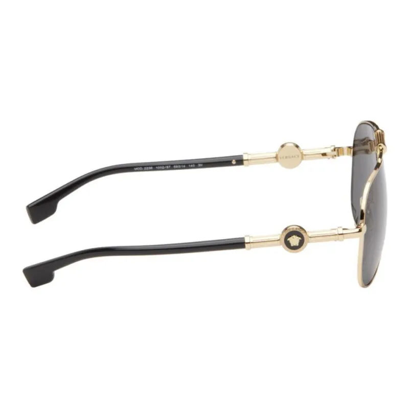VERSACE Metal Acetate Aviator Sunglasses Men's Gold-2