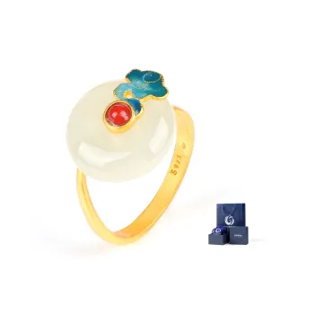 Yi Zhen Ge Hetian Jade 925 Silver Rings Women's White Jade