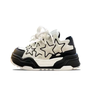 XLAIII Anti-Slip Wear-Resistant Low-Top Chunky Sneakers Unisex Black White