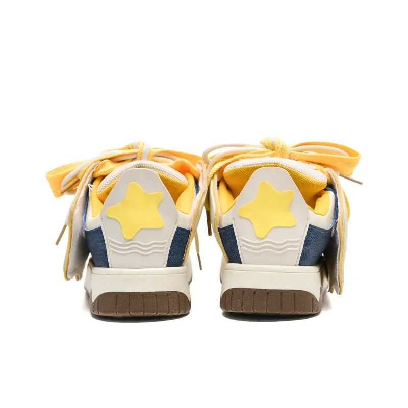 ABCIO Stars Collection Low Top Skateboard Shoes Women's White Yellow-5