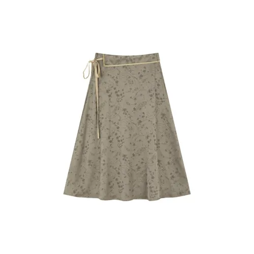 IHIMI Casual Long Skirts Women's Olive Green