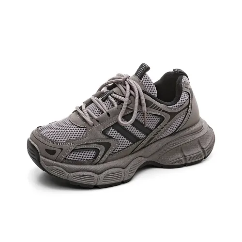 HUANQIU Chunky Sneakers Women's Low-Top Taupe