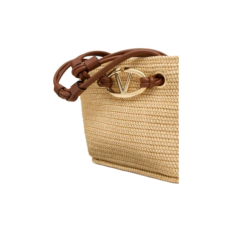 Valentino GARAVANI Synthetic Raffia Tote Bag, Shopping Bag, Handbag Small Size Women's Natural-5
