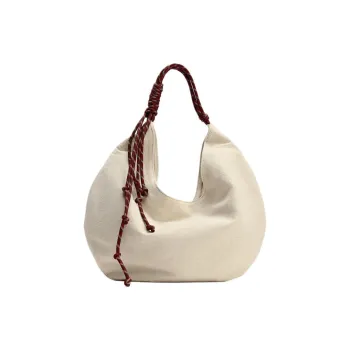 ZARA Polyester With Cotton Handbag, Shoulder Bag Large Size Women's Light Beige