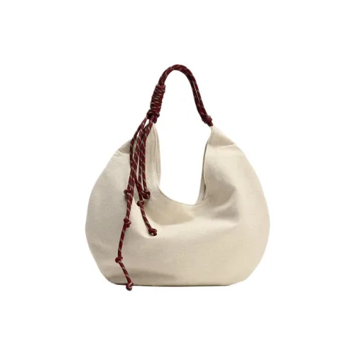 ZARA Polyester With Cotton Handbag, Shoulder Bag Large Size Women's Light Beige
