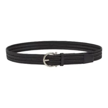 FERRAGAMO Calfskin Leather Belts Men's Black Width 3.5cm
