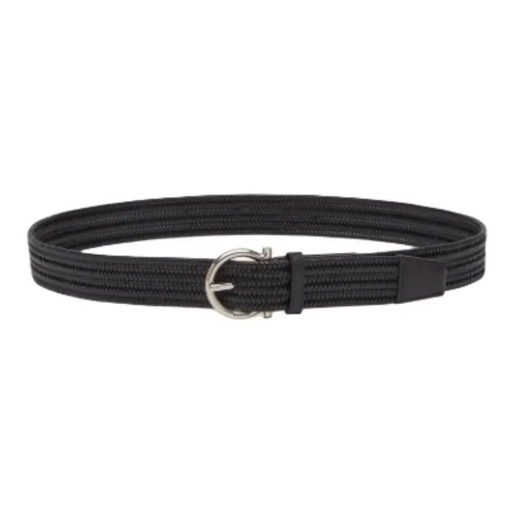 FERRAGAMO Calfskin Leather Belts Men's Black Width 3.5cm-0