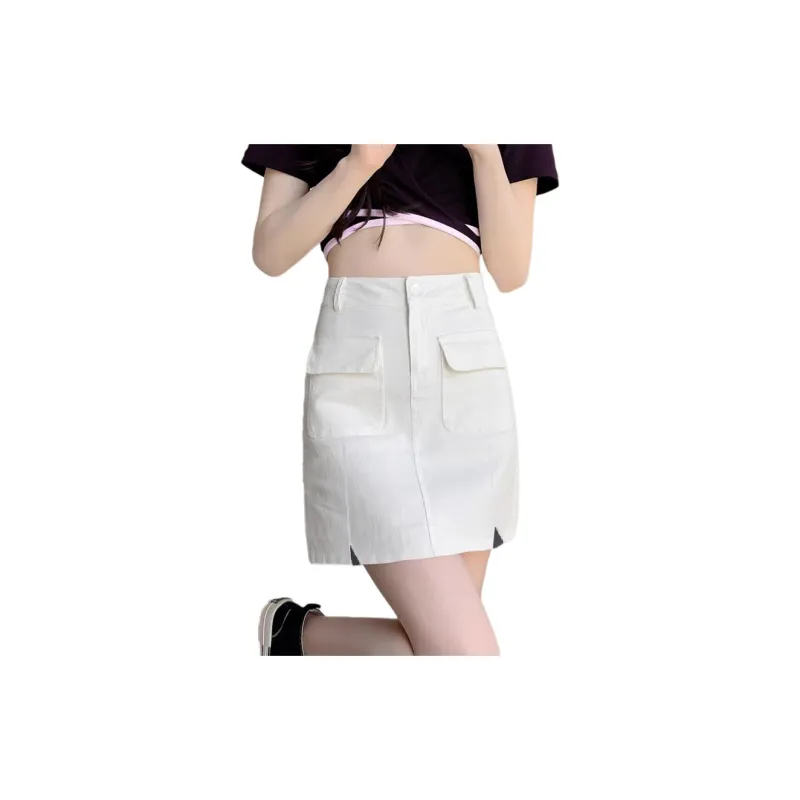 Weixi Denim Short Skirts Women's White-2