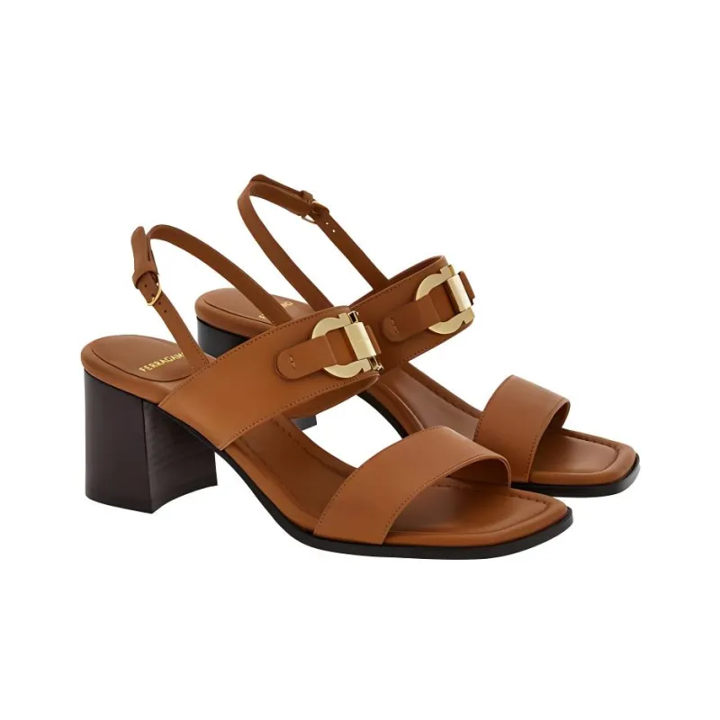 FERRAGAMO 55mm Gancini-buckle Leather Sandals-1