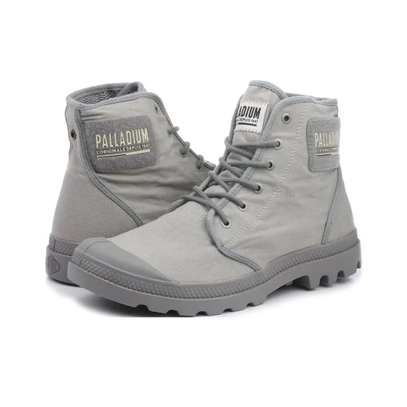 Palladium Pampa Wear Resistant High Top Canvas Shoes Men's Gray-2