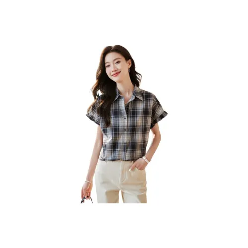 La Chapelle Shirts Women's Black Plaid