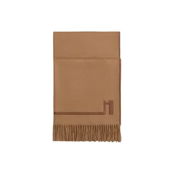 HERMES Camel Hair Knit Scarves Unisex Brown