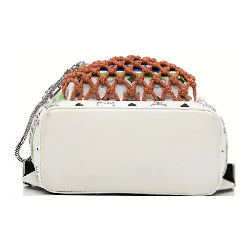 MCM Canvas Backpack Unisex Silver-4