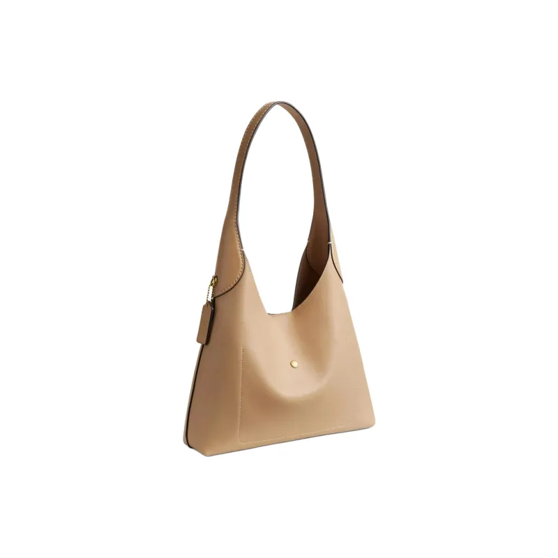 COACH Brooklyn Natural Grain Leather Hobo Bag, Handbag, Shoulder Bag Women's Brass & Tan-1