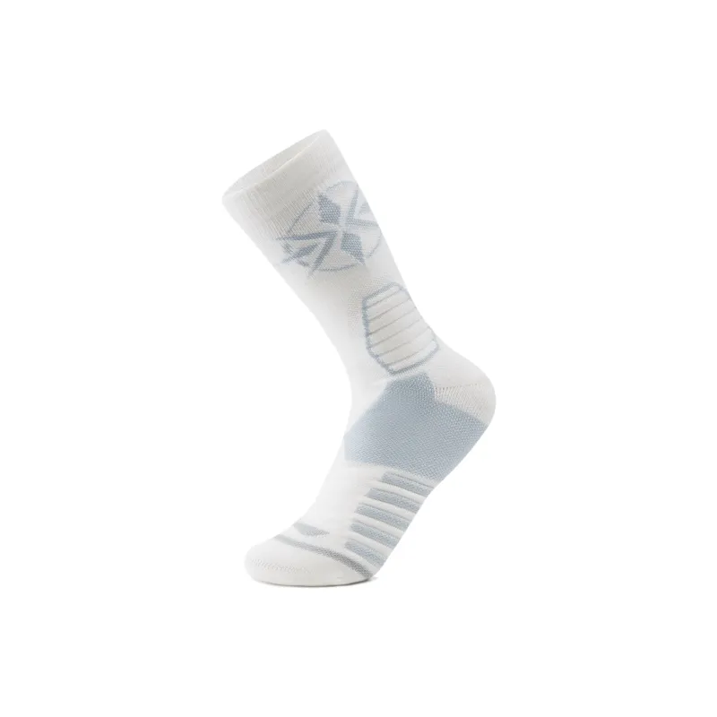 LiNing Basketball Collection Mid Calf Socks Unisex 1 Pack White Pearl-0