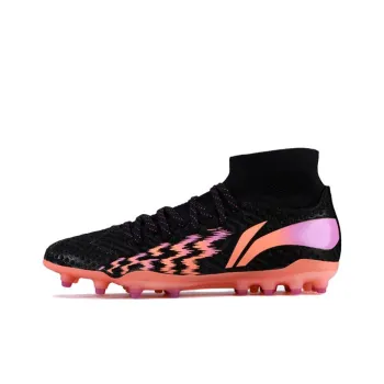 LiNing MG Rubber Short Studs Soft Ground Cushioning, Wear Resistant Soccer Shoes Men's Black Pink