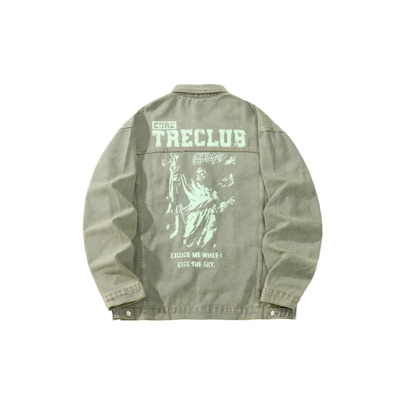 Tre Club Denim Jacket Unisex Washed Yellow Mud-1