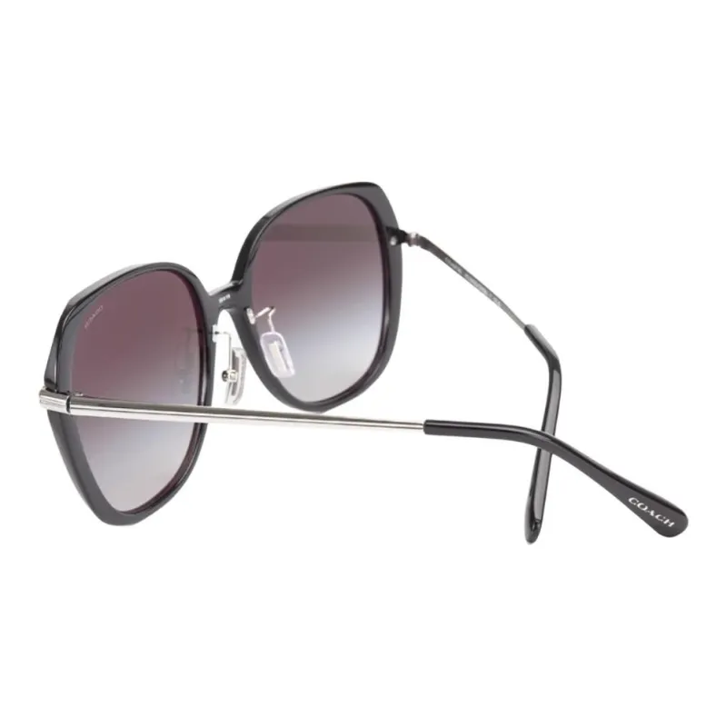 COACH Plate Frame Irregular Shape Sunglasses Unisex Black-3