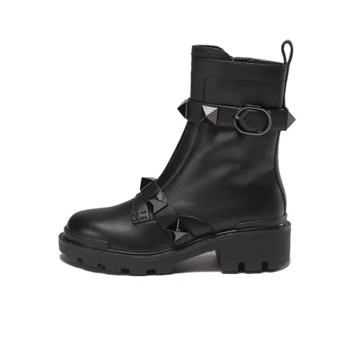 Valentino Roman Stud Ankle Boots Women's Black