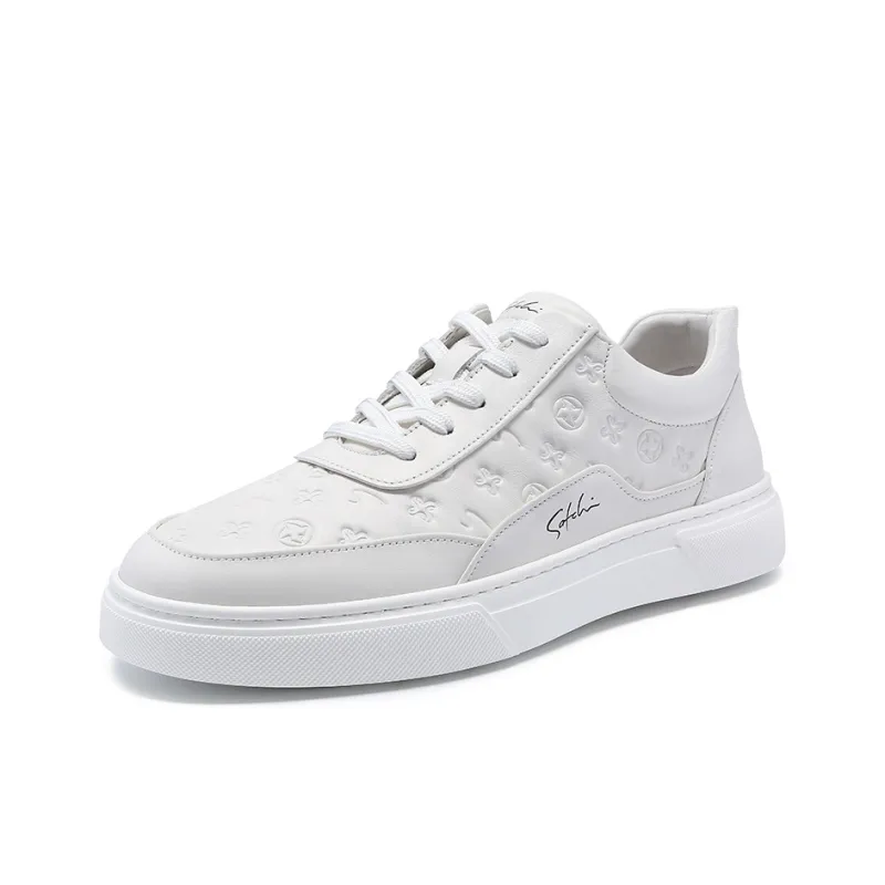 Satchi Anti Slip Wear Resistant Lightweight Breathable Low Top Skateboard Shoes Men's White-1
